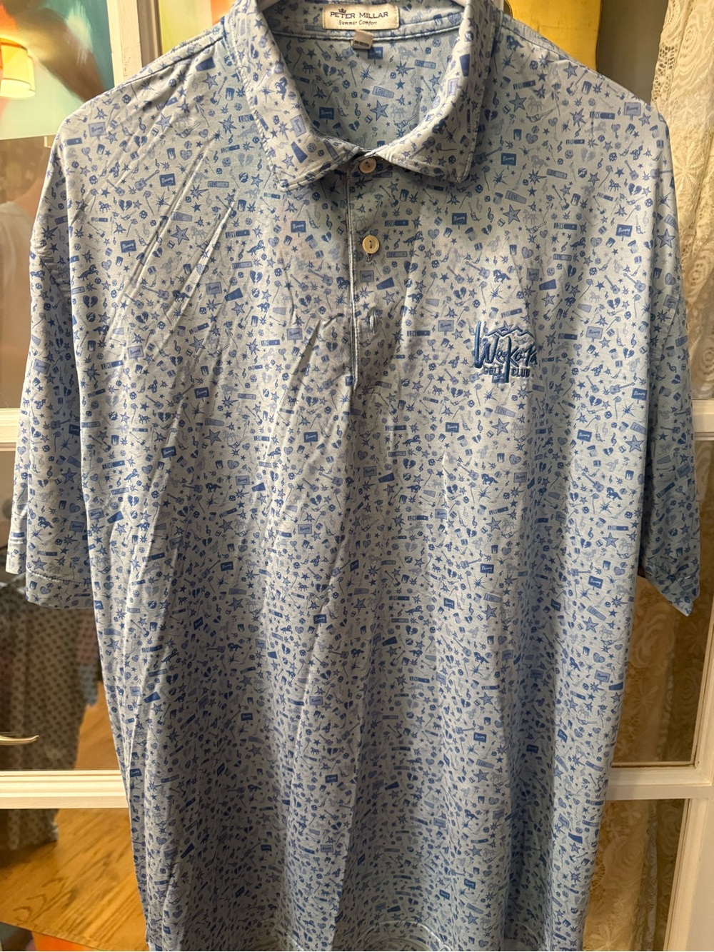 Peter Millar Light Blue Micro-Print Polo